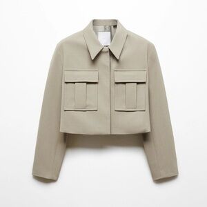 Mango Light Tan Cropped Blazer